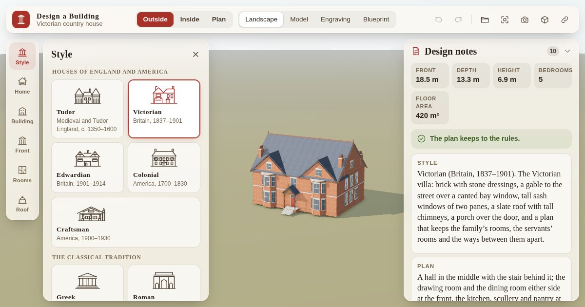 Design a Building in 3D: Georgian, Victorian, Tudor, Palladian and more