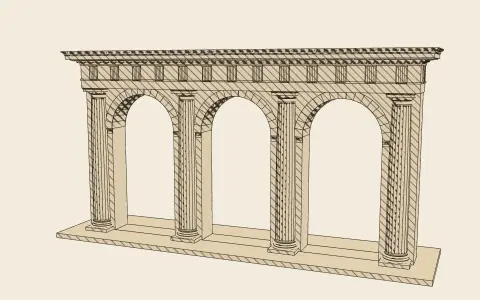 3D model: The arch framed by an order.