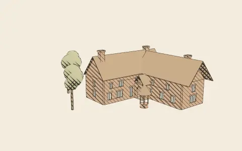 3D model: An Arts and Crafts house.