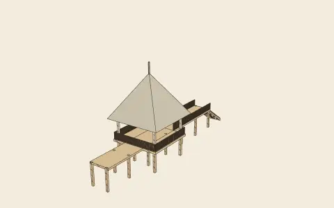 3D model: A beach pavilion.