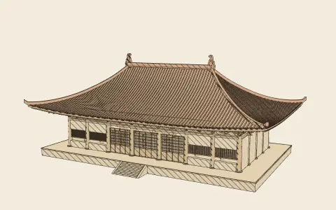 3D model: The Chinese timber hall.