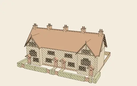 3D model: A cottage group.