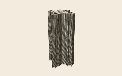 3D model: The cruciform tower.