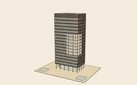 3D model: The curtain wall.
