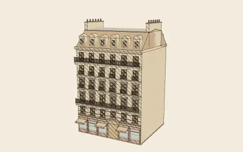 3D model: A Haussmann apartment house.