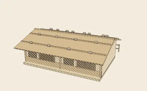 3D model: A Heian row house (machiya).