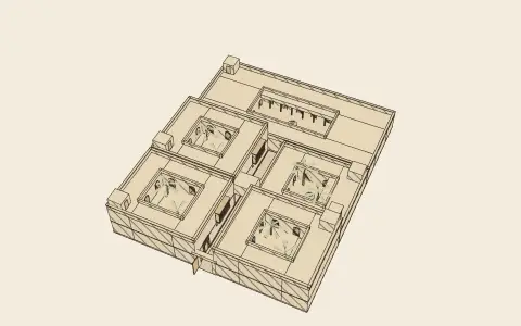 3D model: The dead-end lane and its houses.