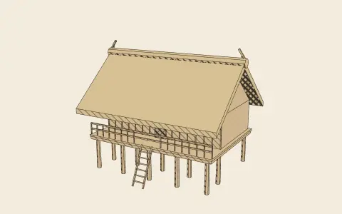 3D model: A Khmer stilt house.