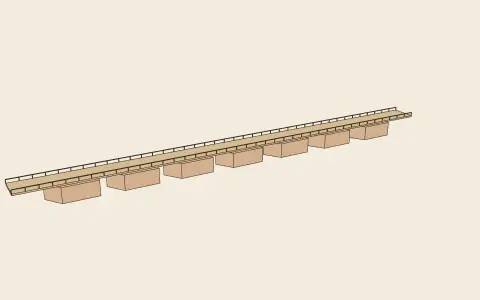 3D model: A bridge on piers.