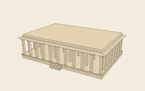3D model: A pillared hall.