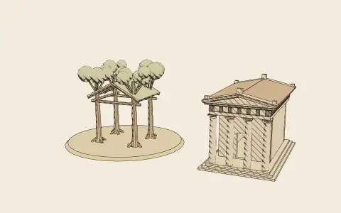 3D model: The primitive hut.