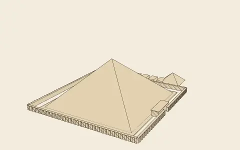 3D model: A pyramid and its enclosure.