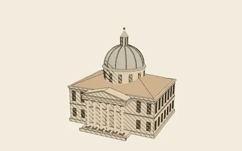 3D model: A classical public building.
