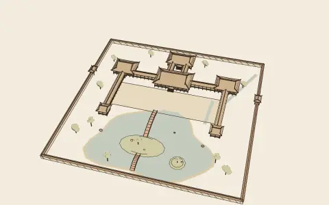 3D model: A shinden-style estate.
