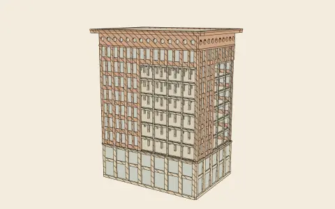 3D model: The tall office building.
