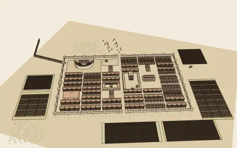 3D model: A town in each style.