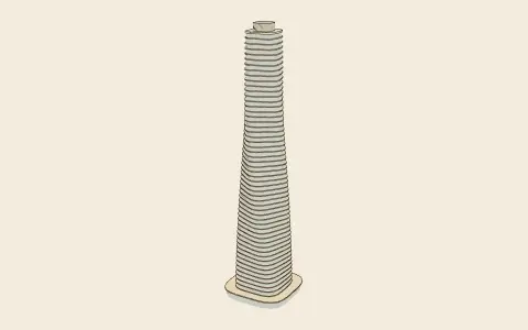 3D model: The twisting tower of floor plates.