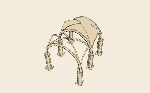 3D model: Vaults: barrel to fan.