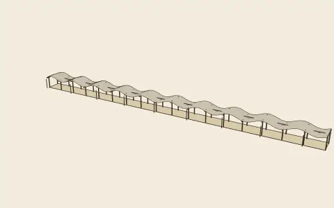 3D model: A covered gallery.