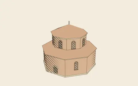 A centralised building: the model drawn as an engraving