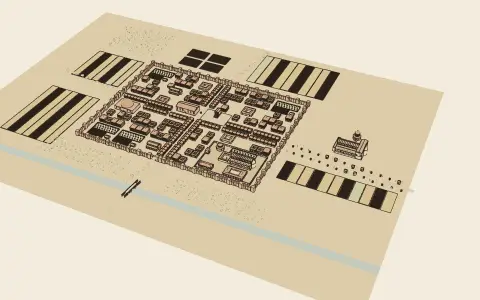 A town in each style: the model drawn as an engraving