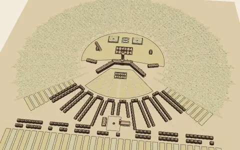A town in each style: the model drawn as an engraving