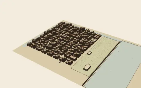 A town in each style: the model drawn as an engraving