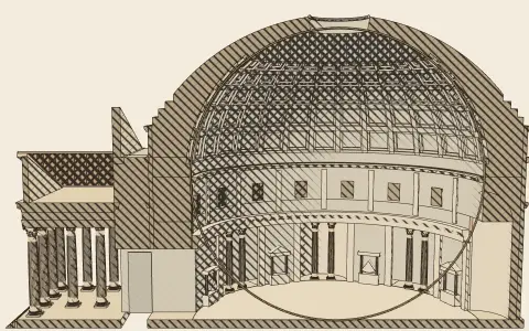 The Pantheon, Rome: the model drawn as an engraving
