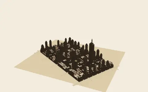 A town in each style: the model drawn as an engraving