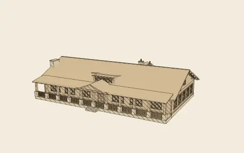 A house by its style’s rules: the model drawn as an engraving