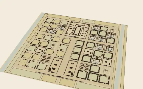 A town in each style: the model drawn as an engraving