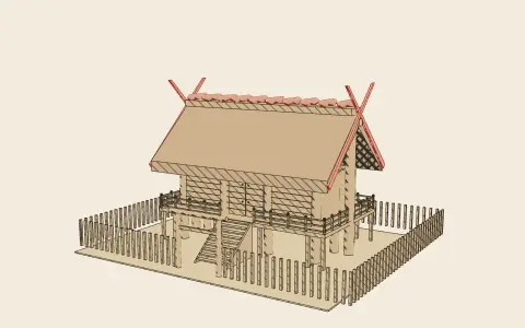 The Shintō shrine: the model drawn as an engraving