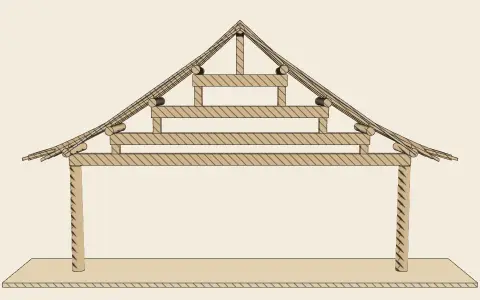 Jǔzhé: raising the roof: the model drawn as an engraving