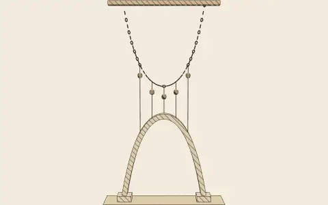 The hanging chain: the model drawn as an engraving