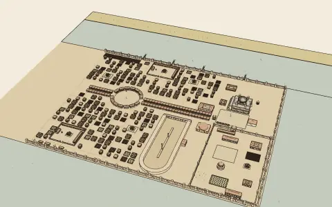 A town in each style: the model drawn as an engraving