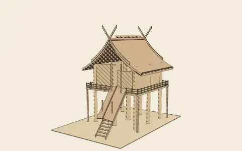 The Shintō shrine: the model drawn as an engraving