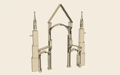 The Gothic bay: the model drawn as an engraving