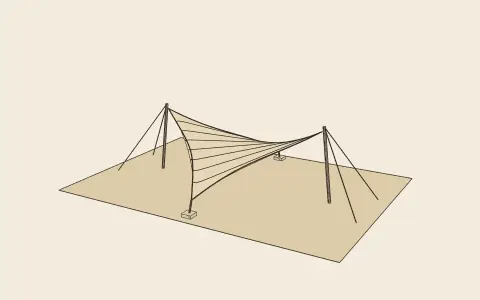 The tensile membrane: the model drawn as an engraving