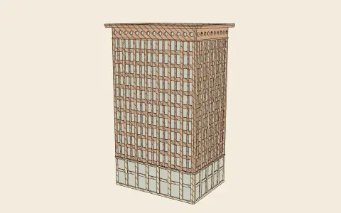 The tall office building: the model drawn as an engraving
