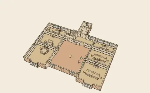 A house by its style’s rules: the model drawn as an engraving