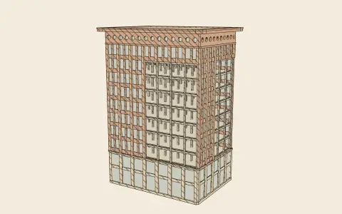 The tall office building: the model drawn as an engraving
