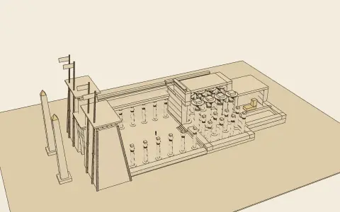 The Egyptian temple: the model drawn as an engraving