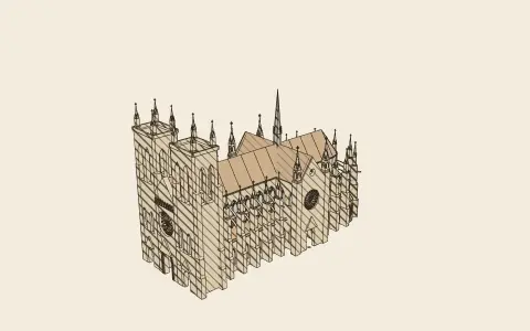 A High Gothic cathedral: the model drawn as an engraving