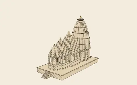 The Nagara temple: the model drawn as an engraving