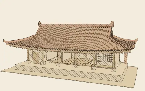 The Korean hanok: the model drawn as an engraving
