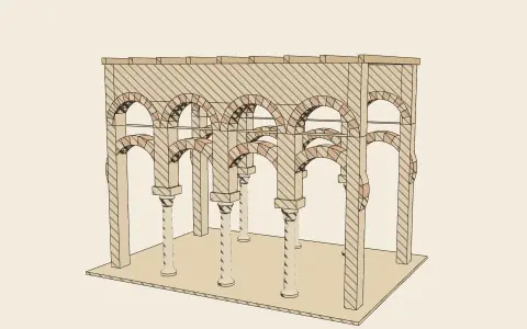 The hypostyle mosque: the model drawn as an engraving