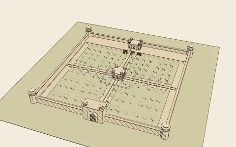 A Mughal chahar bagh: the model drawn as an engraving