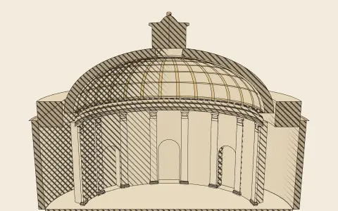 The oval church: the model drawn as an engraving