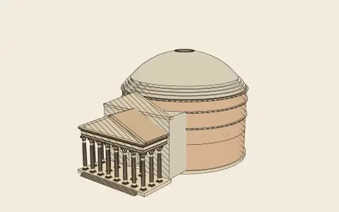 The Pantheon, Rome: the model drawn as an engraving