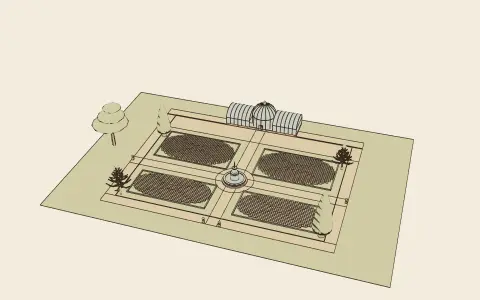 A Victorian bedding garden: the model drawn as an engraving